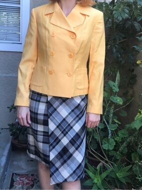 New Vintage Double-Breasted Orange Yellow Peacoat Jacket
